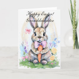 Cute Waterverf Rabbit Bunny Hare Easter Floral Bedankkaart