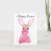 Cute Waterverf Rabbit Bunny Hare Easter Floral Bedankkaart (Voorkant)