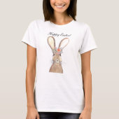 Cute Waterverf Rabbit Bunny Hare Easter Floral T-shirt (Voorkant)