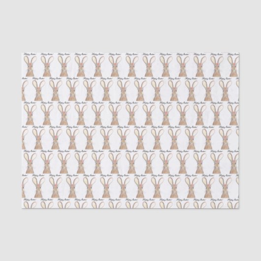 Cute Waterverf Rabbit Bunny Hare Easter Floral Tissuepapier (Voorkant)