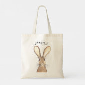 Cute Waterverf Rabbit Bunny Hare Easter Floral Tote Bag (Achterkant)
