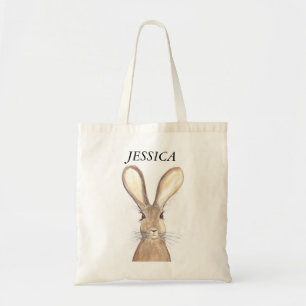 Cute Waterverf Rabbit Bunny Hare Easter Floral Tote Bag