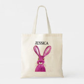 Cute Waterverf Rabbit Bunny Hare Easter Floral Tote Bag (Achterkant)