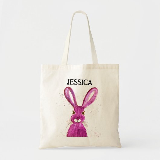 Cute Waterverf Rabbit Bunny Hare Easter Floral Tote Bag (Voorkant)