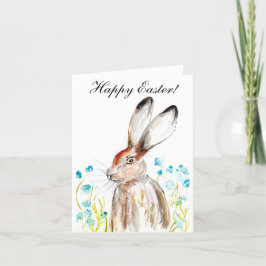 Cute Waterverf Rabbit Bunny Hare Easter Humor Bedankkaart