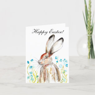 Cute Waterverf Rabbit Bunny Hare Easter Humor Bedankkaart