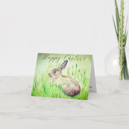 Cute Waterverf Rabbit Bunny Hare Easter Humor Egg Bedankkaart (Voorkant)