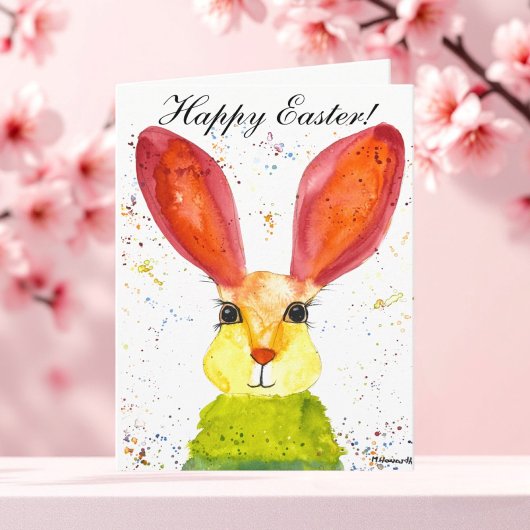 Cute Waterverf Rabbit Bunny Hare PaasHumor dan Bedankkaart