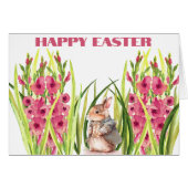 Cute Waterverf Rabbit onder Gladiolus Flowers (Voorkant Horizontaal)