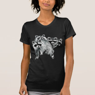 Cute Waterverf Raccoon Animal Family Fun Art T-shirt