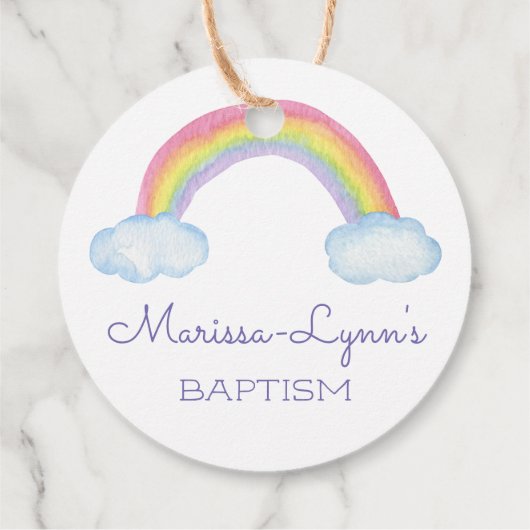 Cute Waterverf Rainbow Baptisme Christening Bedankjes Labels (Achterkant)