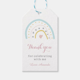 Cute Waterverf Rainbow Dank u de Birthday Party Cadeaulabel