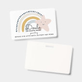 Cute Waterverf Rainbow Doula Birth Services ID Badge (Voor- en achterkant)
