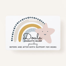 Cute Waterverf Rainbow Doula Birth Services ID Badge