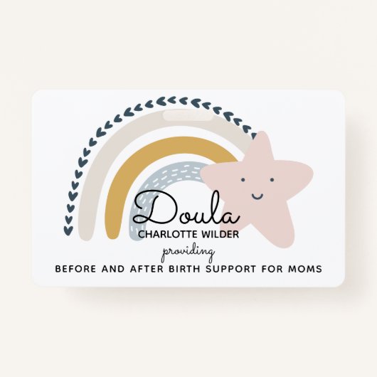 Cute Waterverf Rainbow Doula Birth Services ID Badge (Voorkant)