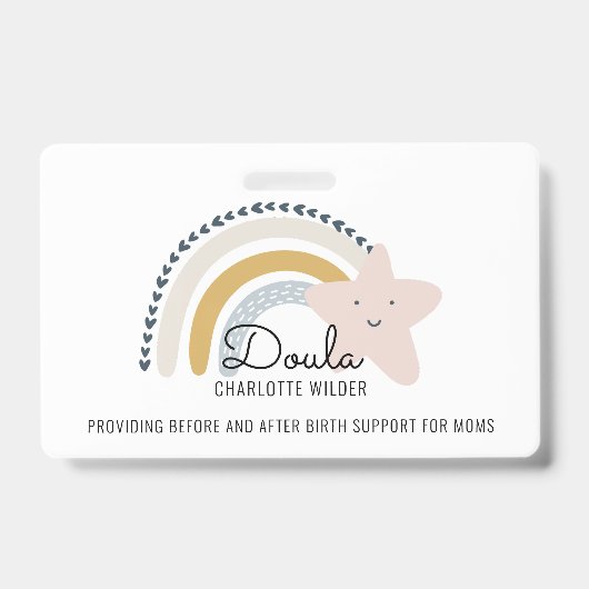 Cute Waterverf Rainbow Doula, echtgenote Badge (Voorkant)