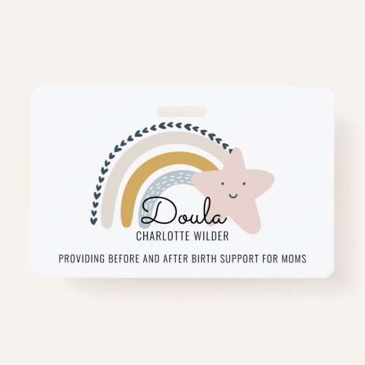 Cute Waterverf Rainbow Doula, echtgenote Badge (Voorkant)