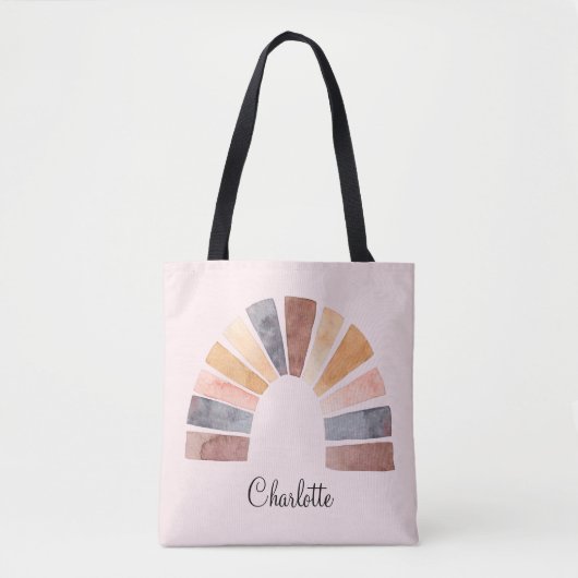 Cute Waterverf Rainbow Gepersonaliseerd Kind Tote Bag (Voorkant)