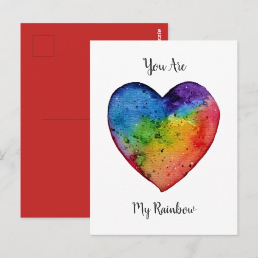Cute waterverf Rainbow Heart Briefkaart (Voorkant / Achterkant)