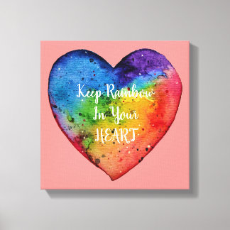 Cute Waterverf Rainbow Heart Canvas Afdruk