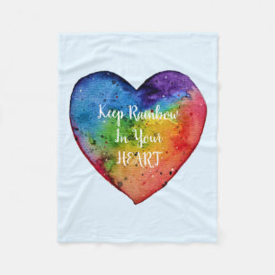 Cute Waterverf Rainbow Heart Fleece Deken