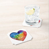 Cute Waterverf Rainbow Heart Kartonnen Onderzetters (Insitu)