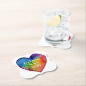 Cute Waterverf Rainbow Heart Kartonnen Onderzetters (Insitu)