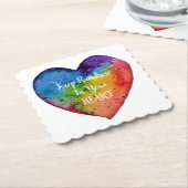 Cute Waterverf Rainbow Heart Kartonnen Onderzetters (Gebogen)