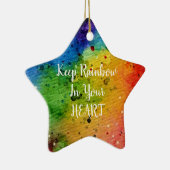 Cute Waterverf Rainbow Heart Keramisch Ornament (Rechts)
