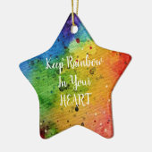 Cute Waterverf Rainbow Heart Keramisch Ornament (Links)
