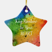 Cute Waterverf Rainbow Heart Keramisch Ornament (Achterkant)