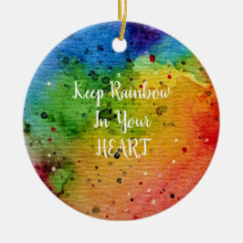 Cute Waterverf Rainbow Heart Keramisch Ornament