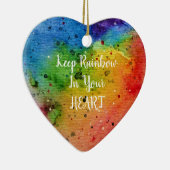 Cute Waterverf Rainbow Heart Keramisch Ornament (Rechts)