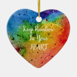 Cute Waterverf Rainbow Heart Keramisch Ornament