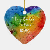 Cute Waterverf Rainbow Heart Keramisch Ornament (Achterkant)