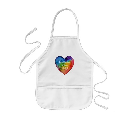 Cute Waterverf Rainbow Heart Kinder Schort (Voorkant)