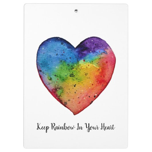 Cute waterverf Rainbow Heart Klembord (Achterkant)