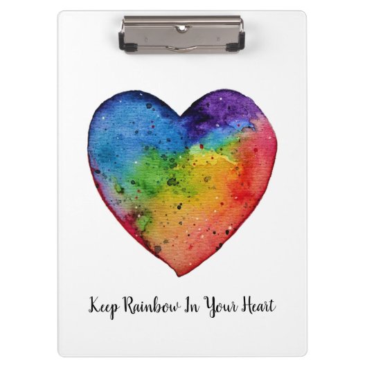 Cute waterverf Rainbow Heart Klembord (Voorkant)