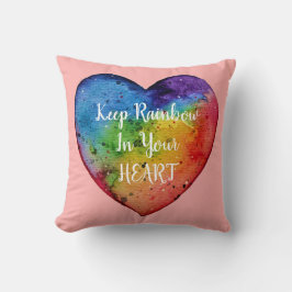 Cute Waterverf Rainbow Heart Kussen