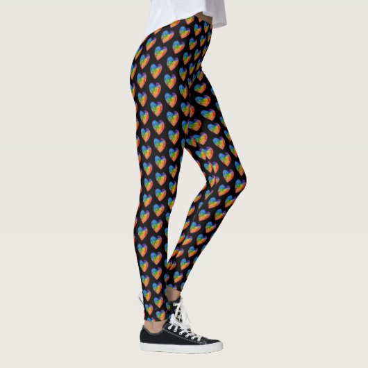 Cute Waterverf Rainbow Heart Leggings (Rechts)