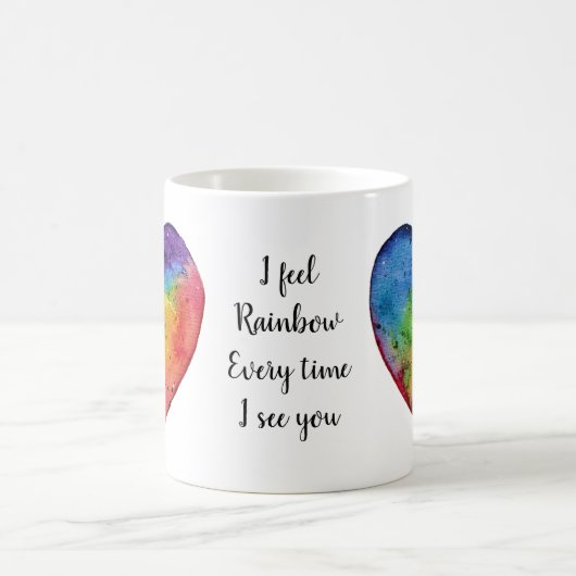 Cute waterverf Rainbow Heart Magische Mok (Center)