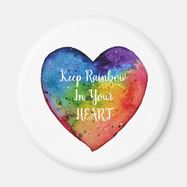 Cute Waterverf Rainbow Heart Magneet