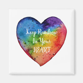 Cute Waterverf Rainbow Heart Magneet