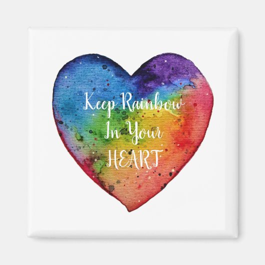 Cute Waterverf Rainbow Heart Magneet (Voorkant)