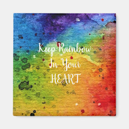 Cute Waterverf Rainbow Heart Magneet