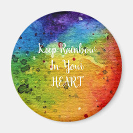Cute Waterverf Rainbow Heart Magneet