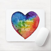 Cute Waterverf Rainbow Heart Muismat (Met muis)