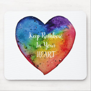 Cute Waterverf Rainbow Heart Muismat
