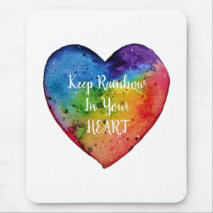 Cute Waterverf Rainbow Heart Muismat