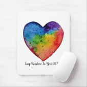 Cute Waterverf Rainbow Heart Muismat (Met muis)